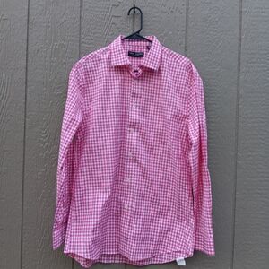 JOHN SPARKS New York Men's Pink And White Button-Up Shirt L 16-16 1/2 34/35